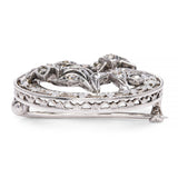 Antique 14k White Gold and Silver Rose Cut Diamond Floral Brooch Pin
