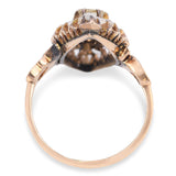 Antique Victorian Rose Gold 1.05tcw Elongated Rose Cut Diamond Navette Ring