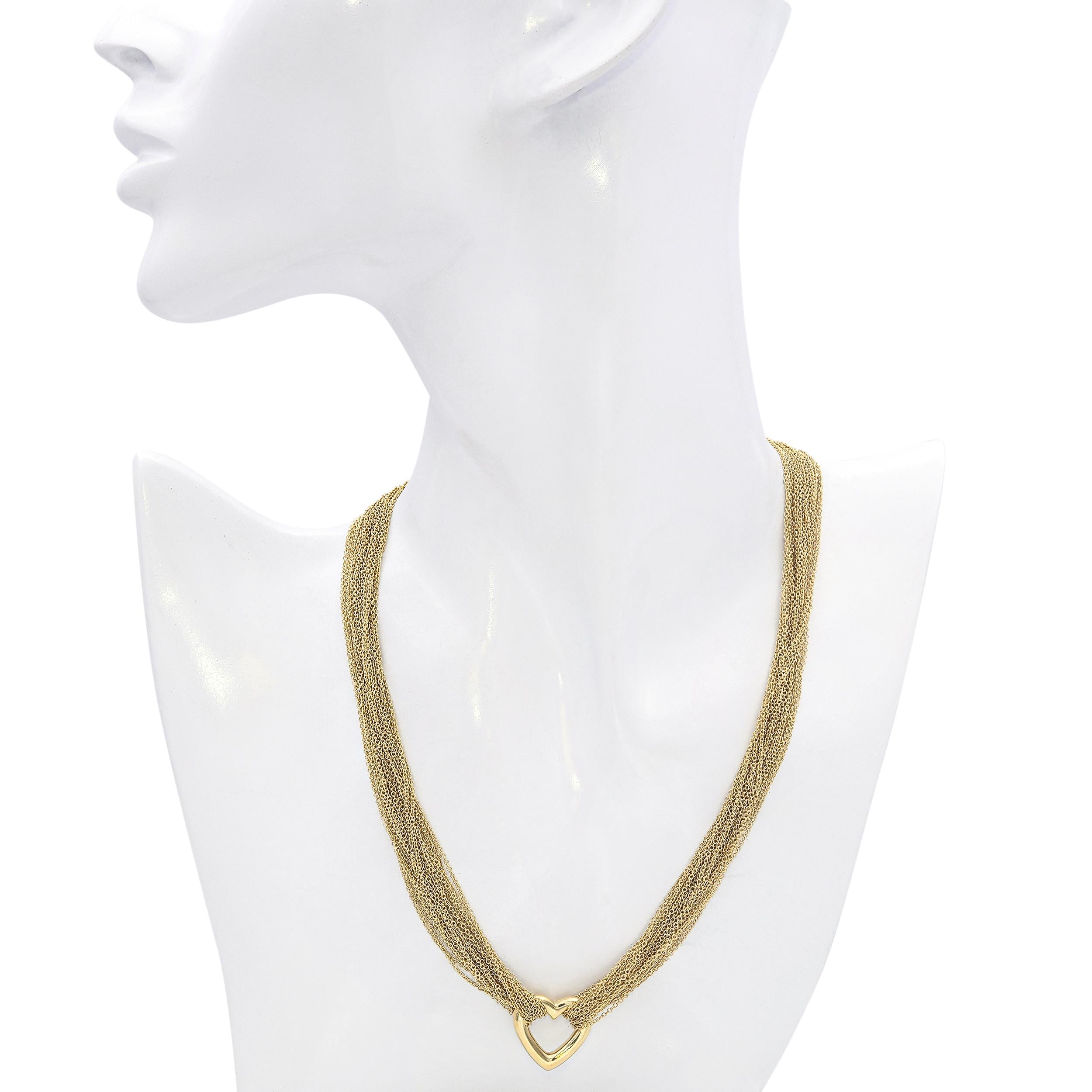 Tiffany & Co. Elsa Peretti 18k Yellow Gold Heart Strand Necklace