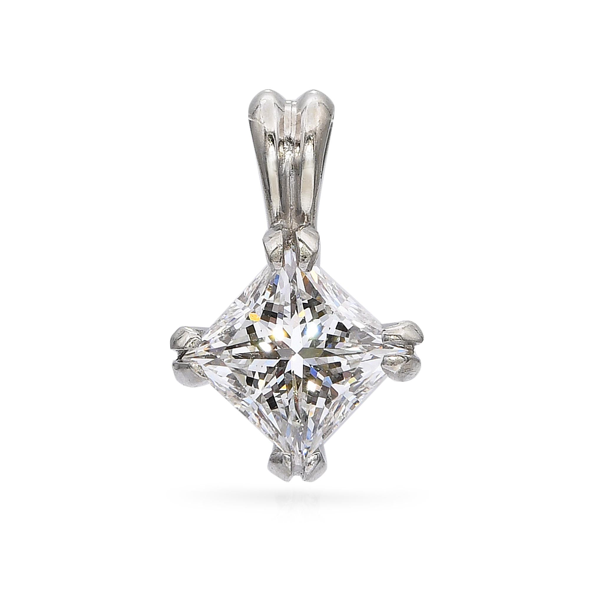 Vintage 14k White Gold 0.68tcw H VS Diamond Pendant