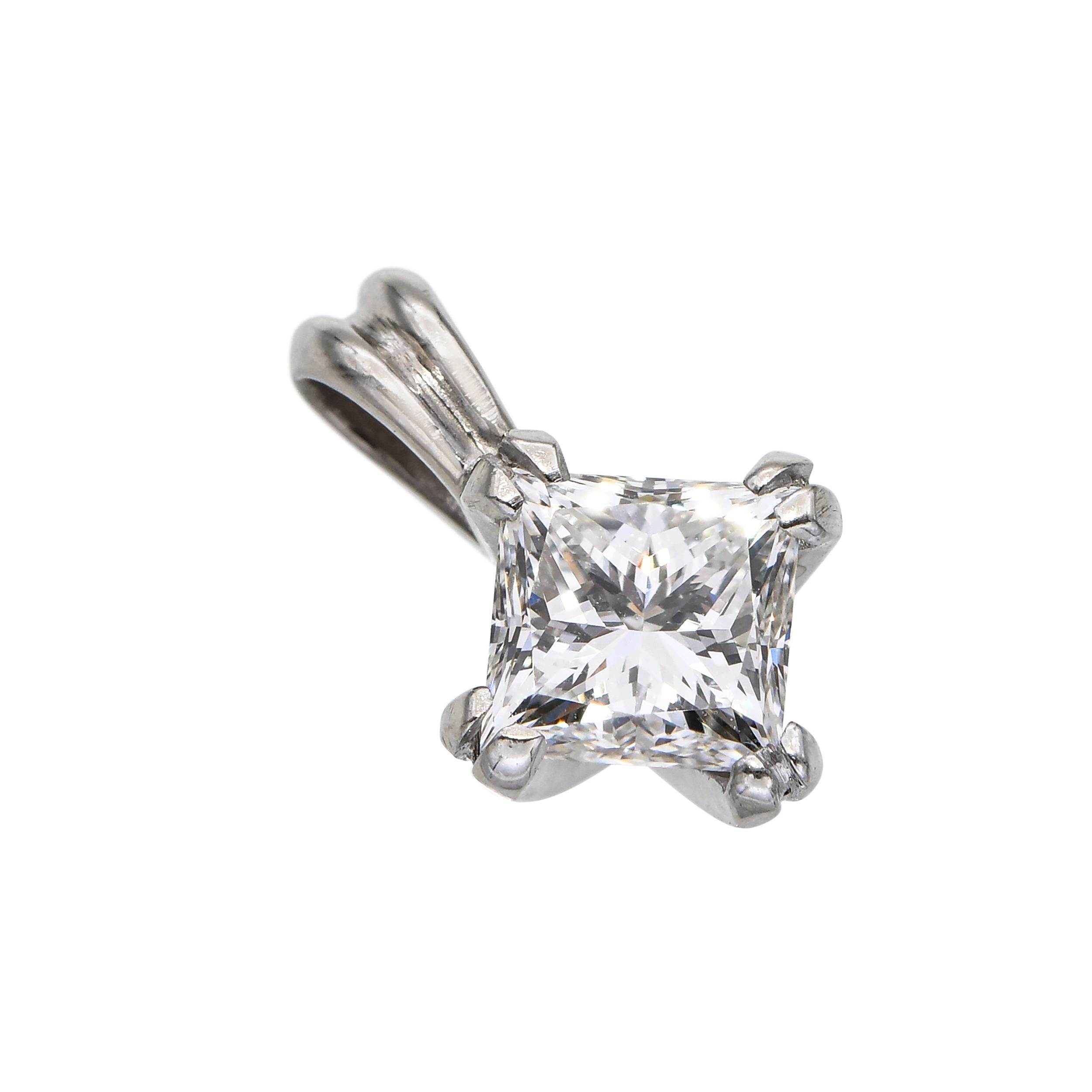 Vintage 14k White Gold 0.68tcw H VS Diamond Pendant