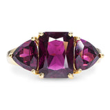 14k Yellow Gold 4.82ctw Rhodolite Garnet Three Stone Ring