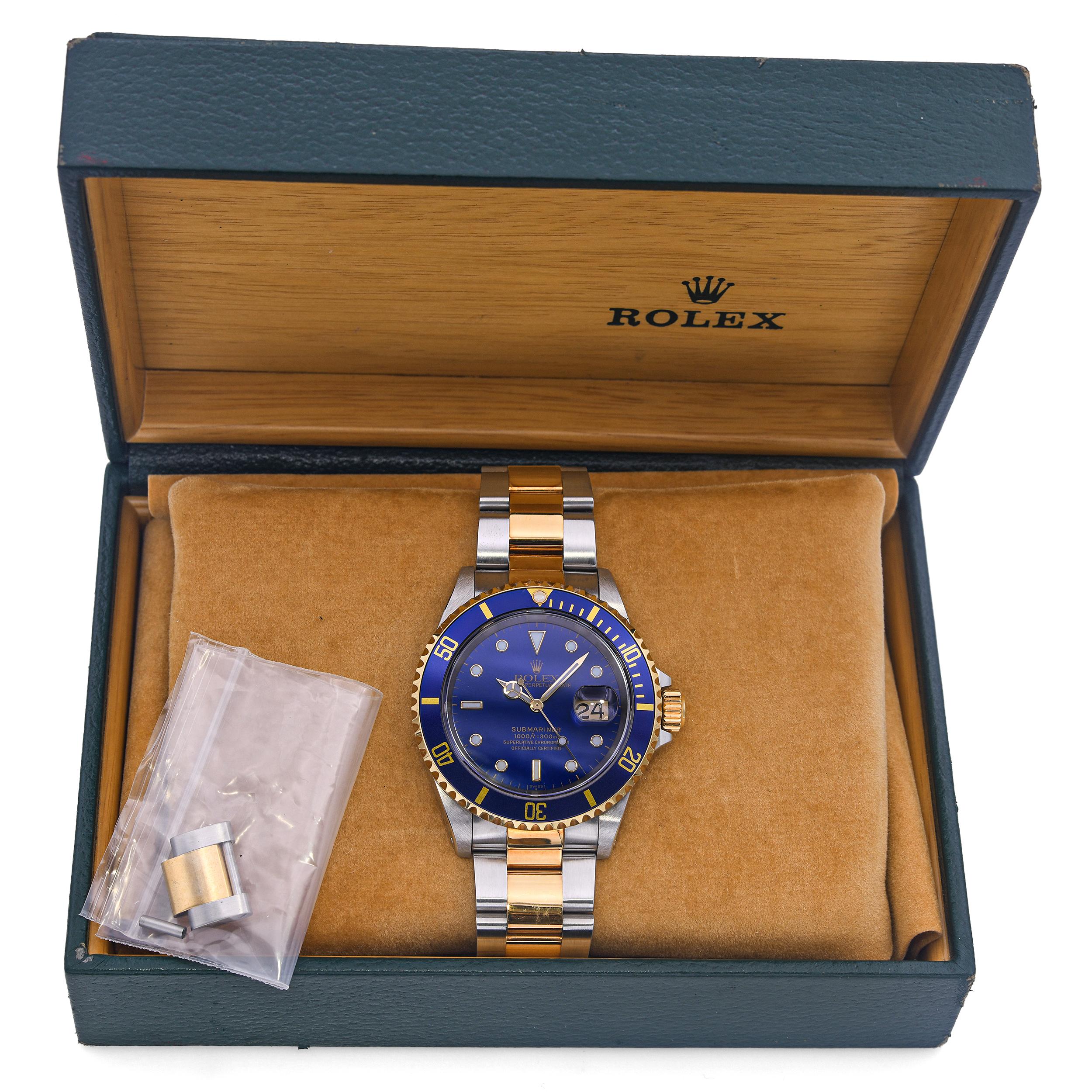 Rolex Submariner Blusey Two Tone Men's Watch Ref 16613