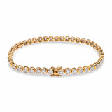Vintage 18k Yellow Gold 1.35tcw Bezel Set Diamond Tennis Bracelet