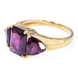 14k Yellow Gold 4.82ctw Rhodolite Garnet Three Stone Ring