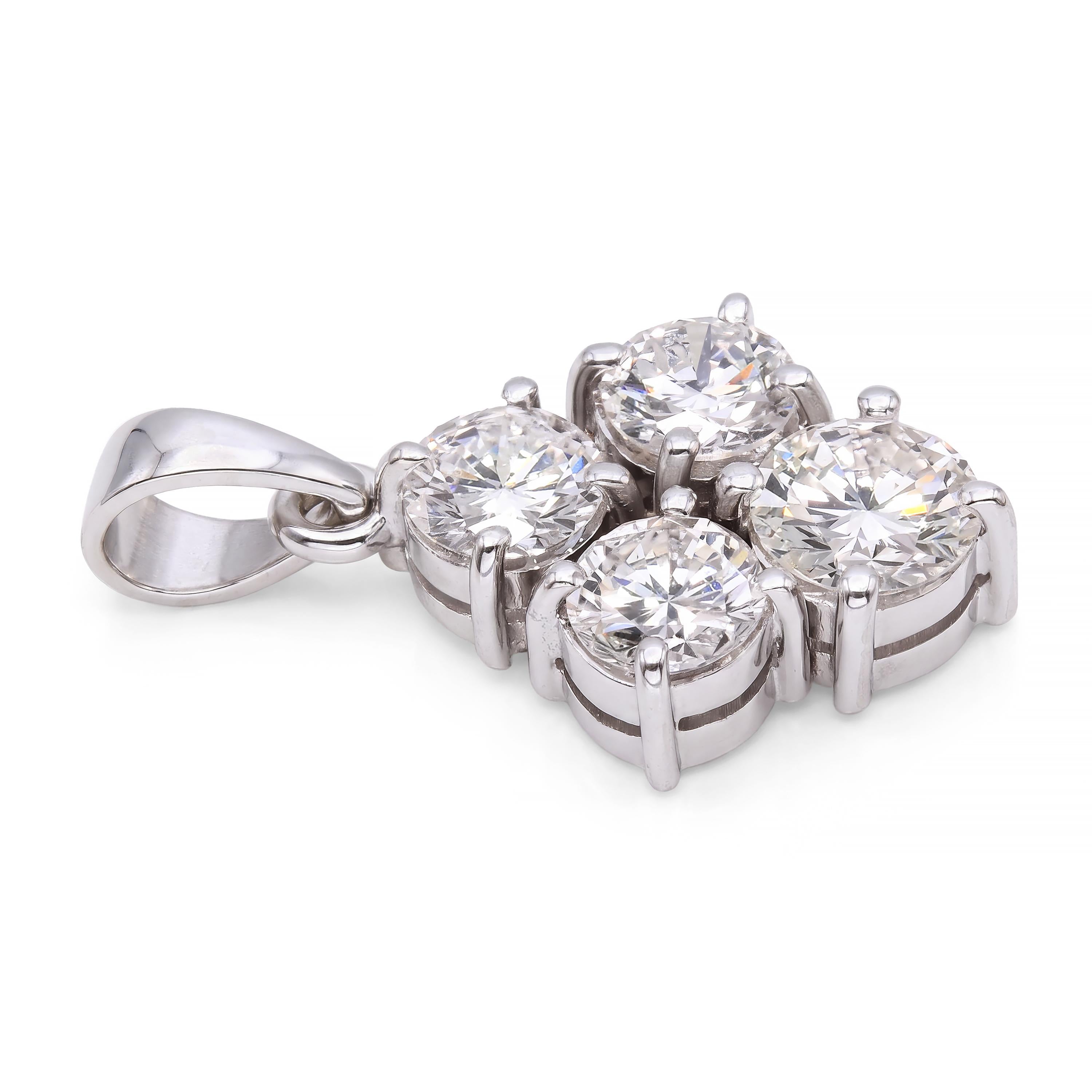 Vintage 14k White Gold 1.15tcw Diamond Cluster Pendant