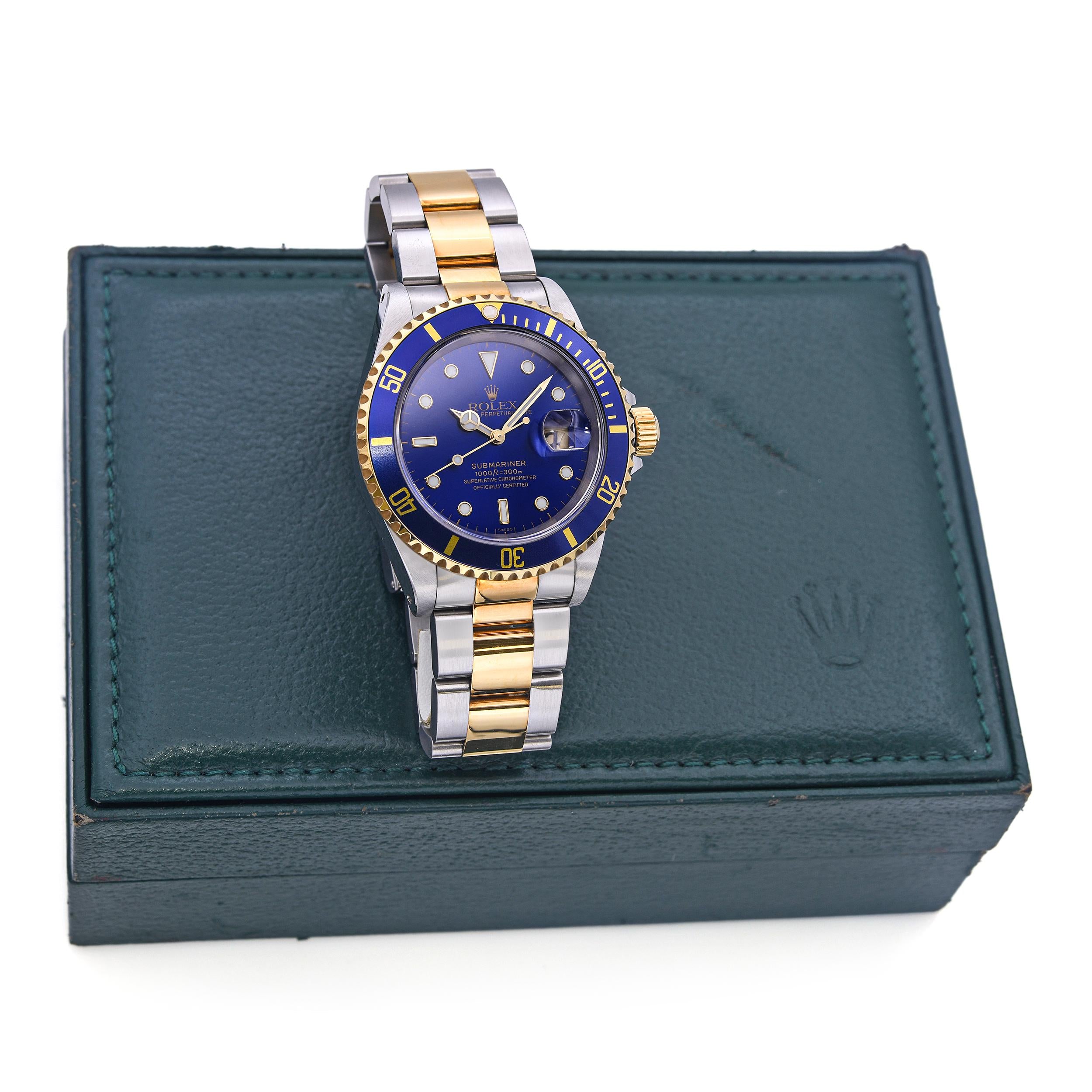 Rolex Submariner Blusey Two Tone Men's Watch Ref 16613