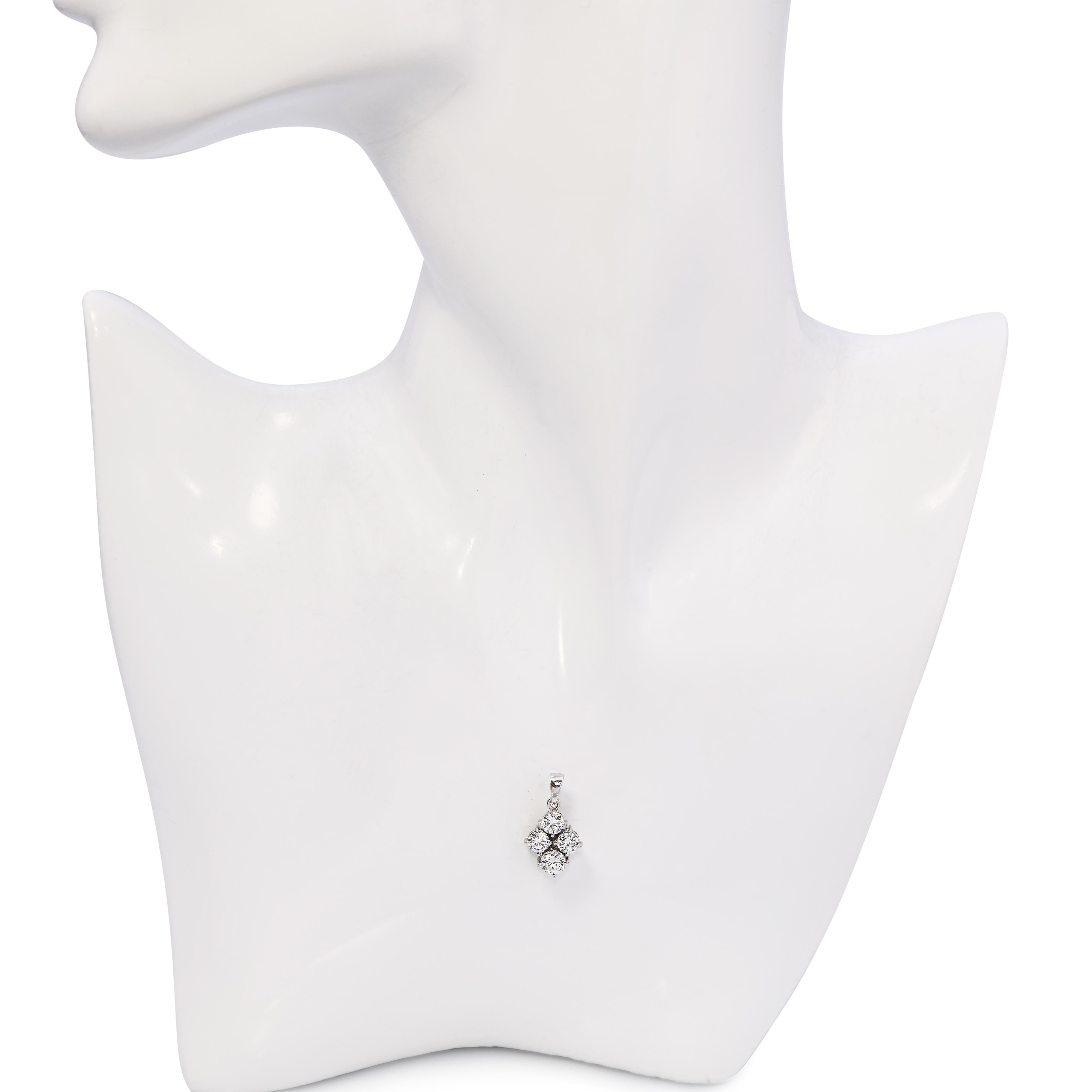 Vintage 14k White Gold 1.15tcw Diamond Cluster Pendant