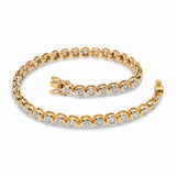 Vintage 18k Yellow Gold 1.35tcw Bezel Set Diamond Tennis Bracelet