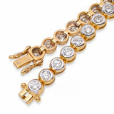 Vintage 18k Yellow Gold 1.35tcw Bezel Set Diamond Tennis Bracelet