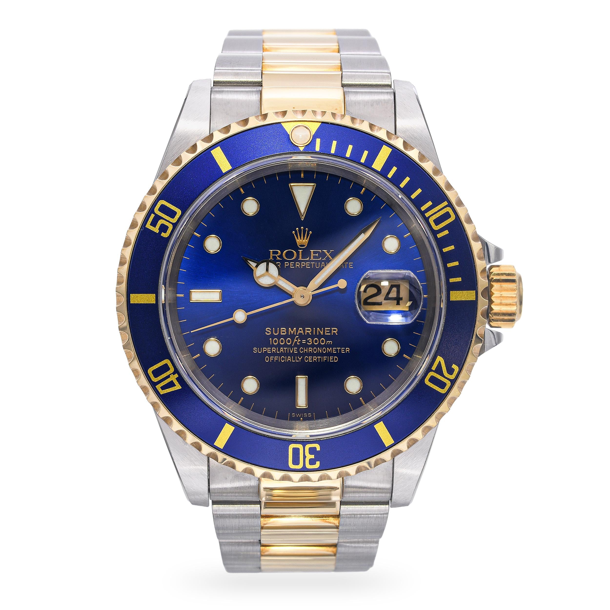 Rolex Submariner Blusey Two Tone Men's Watch Ref 16613