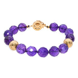 Vintage 14k Yellow Gold Faceted Amethyst Beaded Bracelet