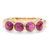 14k Yellow Gold Sculpted Cable Band 1.32ctw Pink Sapphire Cabochon Ring