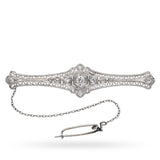 Antique Platinum & 14k Gold 0.36tcw Diamond Filigree Bar Brooch