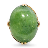 Vintage 13k Yellow Gold 14.96ct Jadeite Cabochon Ring
