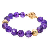 Vintage 14k Yellow Gold Faceted Amethyst Beaded Bracelet