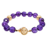 Vintage 14k Yellow Gold Faceted Amethyst Beaded Bracelet