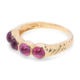 14k Yellow Gold Sculpted Cable Band 1.32ctw Pink Sapphire Cabochon Ring