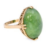 Vintage 13k Yellow Gold 14.96ct Jadeite Cabochon Ring