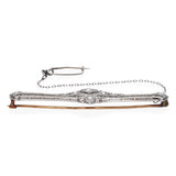 Antique Platinum & 14k Gold 0.36tcw Diamond Filigree Bar Brooch