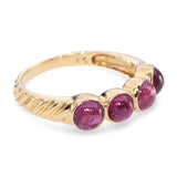 14k Yellow Gold Sculpted Cable Band 1.32ctw Pink Sapphire Cabochon Ring