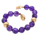 Vintage 14k Yellow Gold Faceted Amethyst Beaded Bracelet