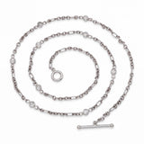 Antique Platinum 1.11ctw Old Mine Cut Diamond By The Yard Chain Necklace