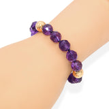 Vintage 14k Yellow Gold Faceted Amethyst Beaded Bracelet