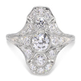 Antique Art Deco Platinum & Palladium 1.32ctw Diamond Dinner Ring
