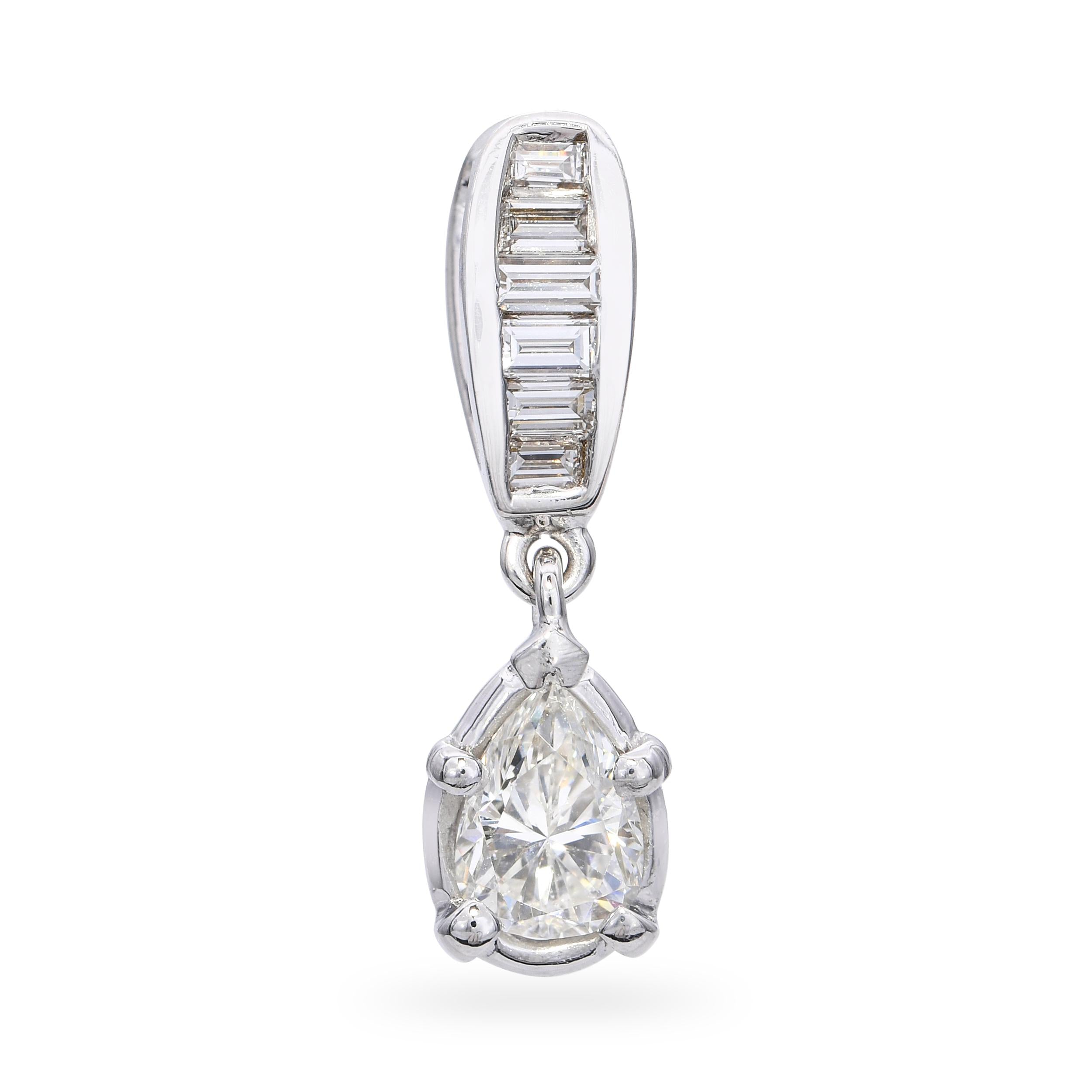 Vintage Platinum GIA 0.98tcw J Si2 Diamond Pendant
