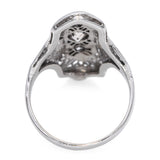 Art Deco White Gold .41ctw Old European Cut Diamond Shield Ring