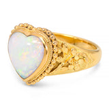 Vintage 24k Yellow Gold Australian Opal Heart Ring