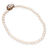 Vintage 14k Yellow Gold Ruby and Sapphire Cabochon Clasp Pearl Strand Necklace