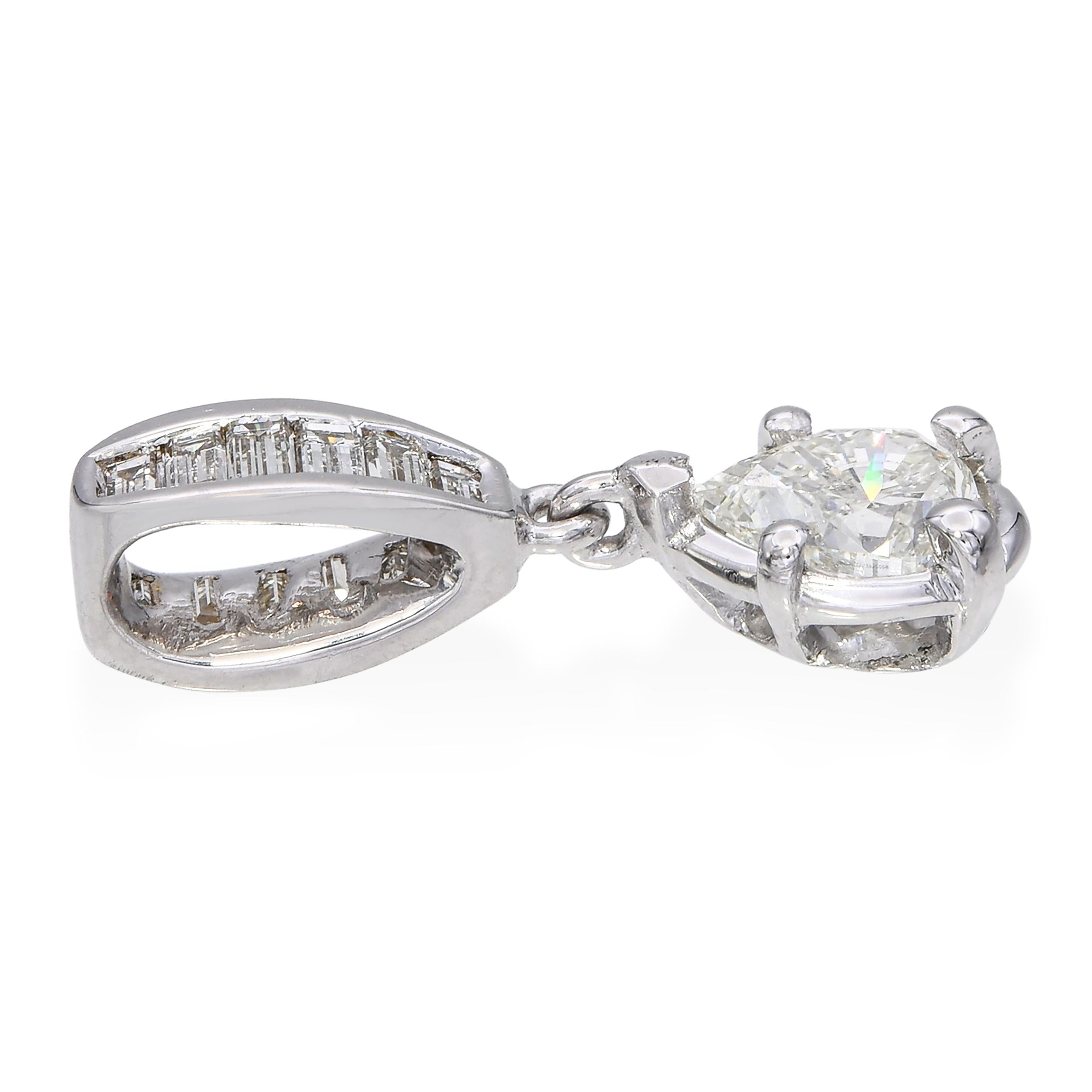 Vintage Platinum GIA 0.98tcw J Si2 Diamond Pendant