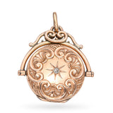 Antique 10k Yellow Gold Diamond Locket Engraved Pendant