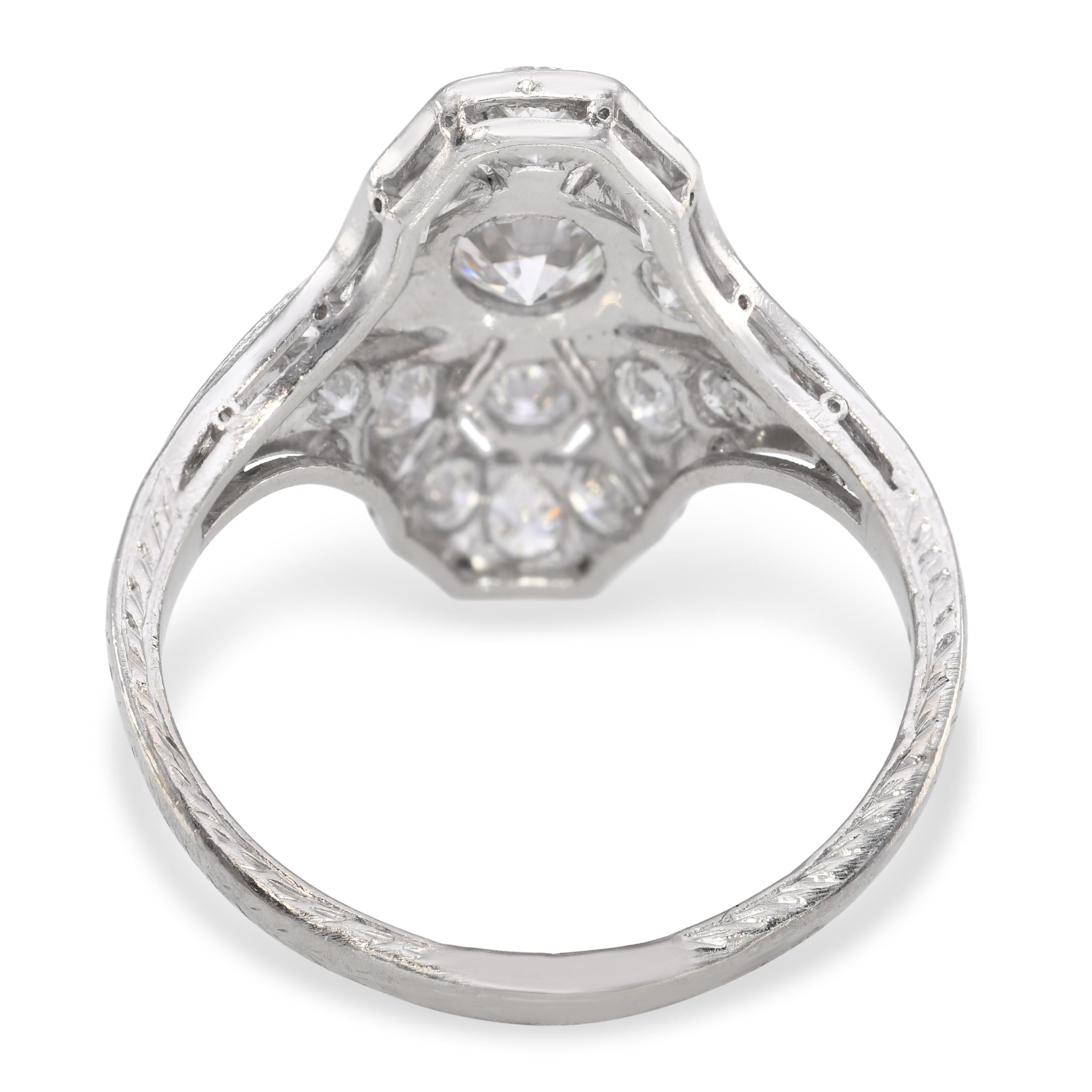 Antique Art Deco Platinum & Palladium 1.32ctw Diamond Dinner Ring