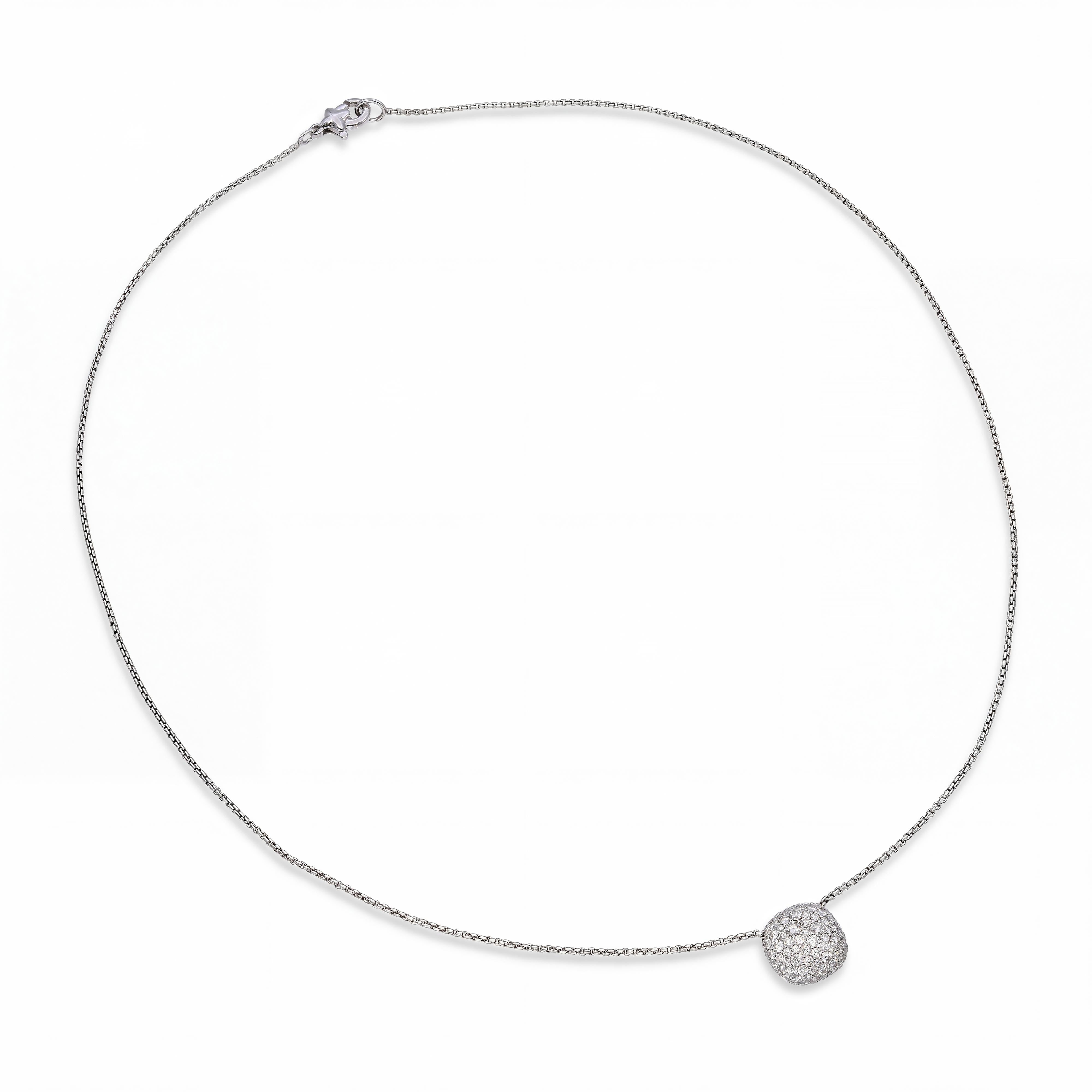 18k White Gold David Yurman Diamond Pave Cushion Necklace