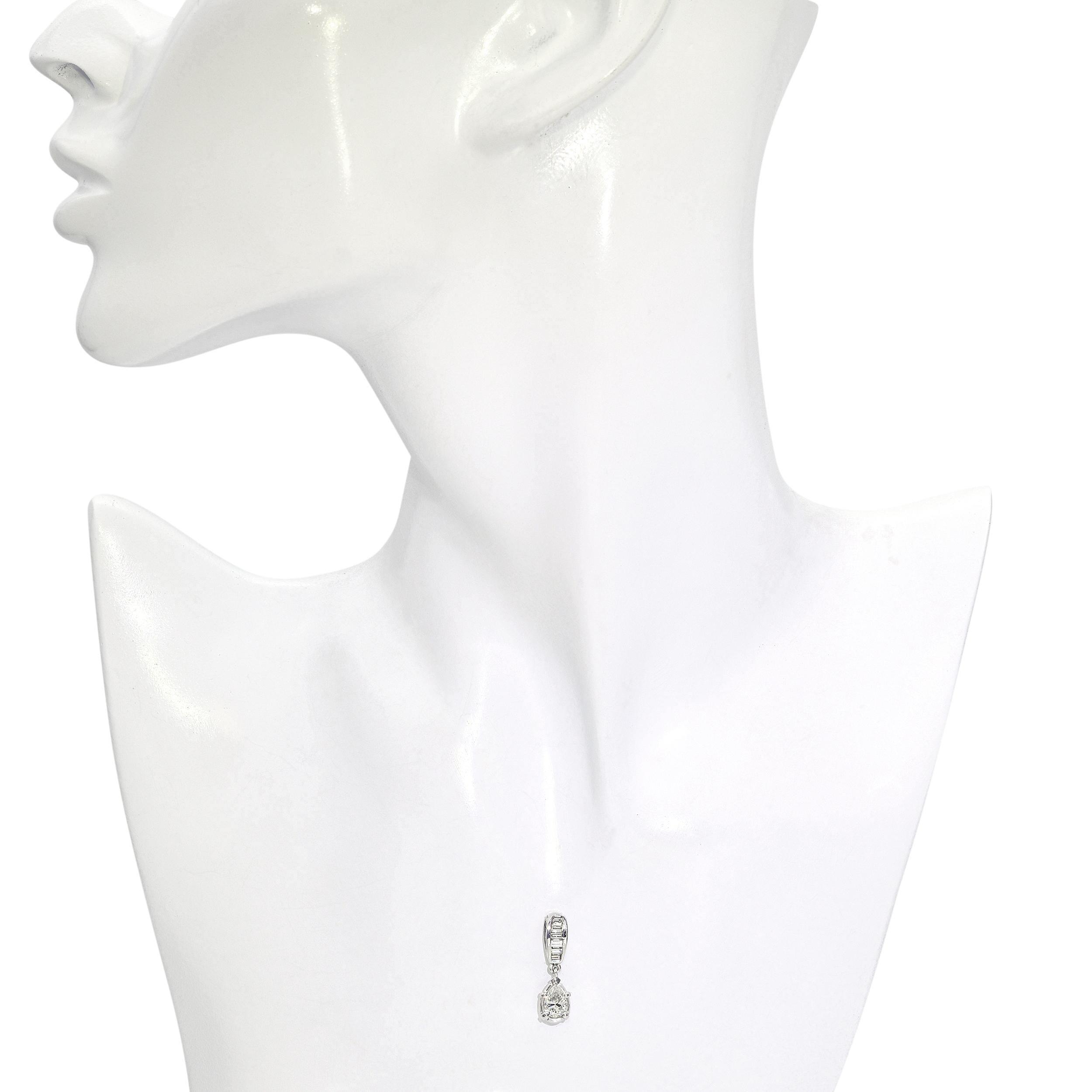 Vintage Platinum GIA 0.98tcw J Si2 Diamond Pendant