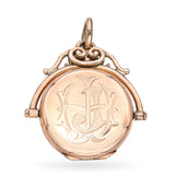 Antique 10k Rose Gold Diamond Locket Engraved Pendant
