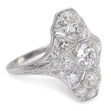 Antique Art Deco Platinum & Palladium 1.32ctw Diamond Dinner Ring