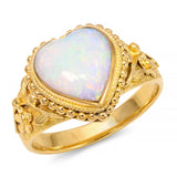 Vintage 24k Yellow Gold Australian Opal Heart Ring