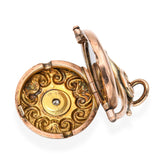 Antique 10k Rose Gold Diamond Locket Engraved Pendant