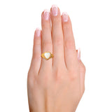 Vintage 24k Yellow Gold Australian Opal Heart Ring