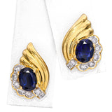 Vintage 18k Yellow Gold 1.84tcw Sapphire and Diamond Drop Earrings
