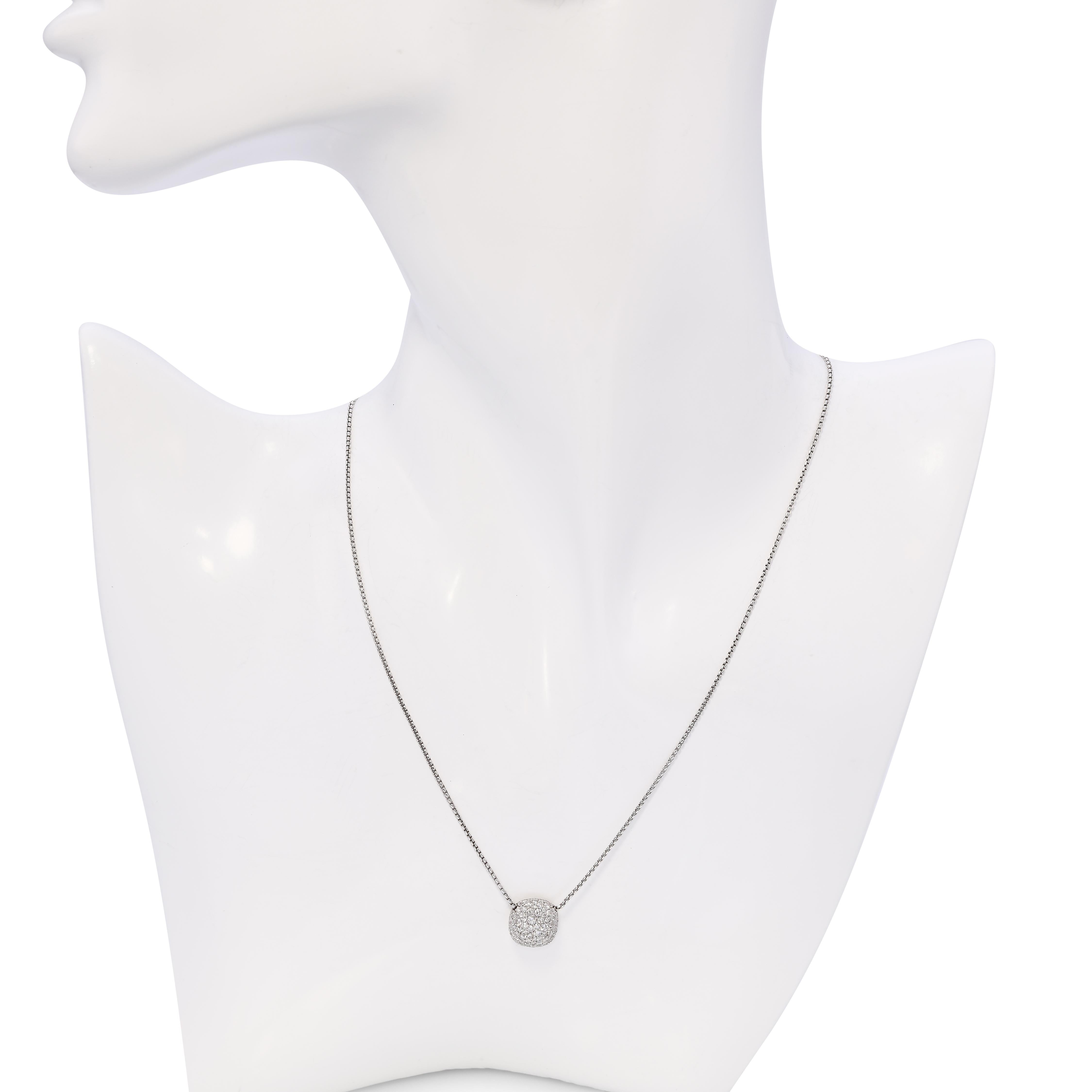18k White Gold David Yurman Diamond Pave Cushion Necklace