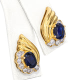 Vintage 18k Yellow Gold 1.84tcw Sapphire and Diamond Drop Earrings