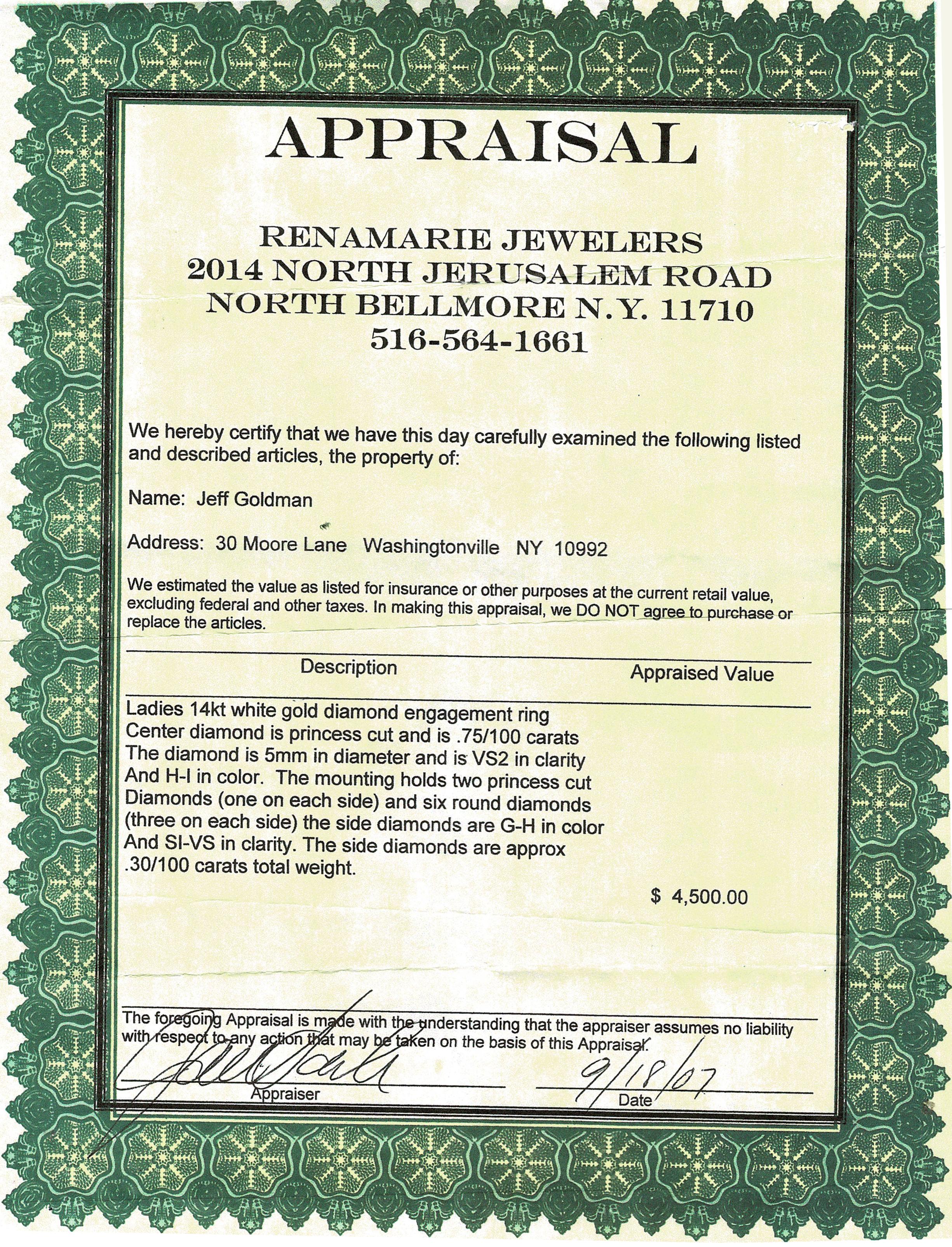 Vintage 14k White Gold 1.50tcw H Vs Diamond Engraved Engagement Ring & Band Set