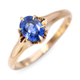 Antique 14k Yellow Gold GIA .97ct Ceylon Blue Sapphire Ring