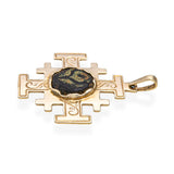 Vintage 14k Yellow Gold Ancient Coin Cross Pendant