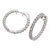 14k White Gold 1.54tcw Diamond Hoop Earrings